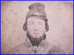 1/6 Ambro Civil War Soldier Photograph CONFEDERATE in Grey Overcoat Floppy Kepi