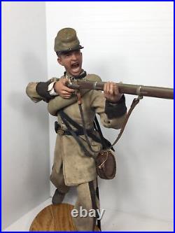 1/6 Custom CIVIL War Confederate Charging Infantryman Rebel Yell Musket +stand