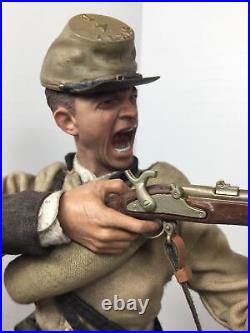 1/6 Custom CIVIL War Confederate Charging Infantryman Rebel Yell Musket +stand