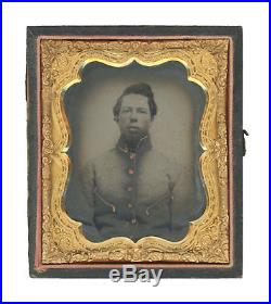 1/6 Plate Civil War Tintype Alabama Rebel Commutation Jacket Confederate