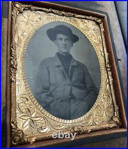 1/6 Tintype Photo ID'd Civil War Confederate Soldier POW Died At Camp Douglas