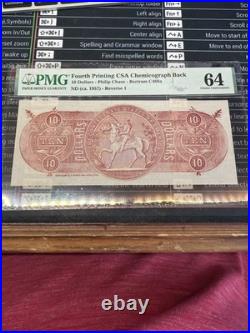 $10 Confederate States Chemicograph Banknote Civil War Paper Money, PMG ChUNC 64