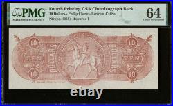 $10 Confederate States Chemicograph Banknote Civil War Paper Money, PMG ChUNC 64
