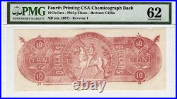 $10 Confederate States Chemicograph Banknote Civil War Paper Money, PMG UNC 62