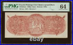$10 Confederate States Chemicograph Banknote Civil War Paper Money, PMG UNC 64