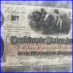 $100 1862 Confederate States Civil War Field Issue Banknote Currency T-41