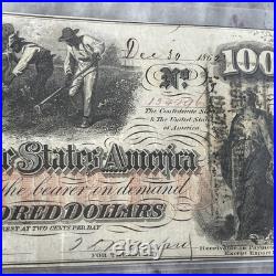$100 1862 Confederate States Civil War Field Issue Banknote Currency T-41