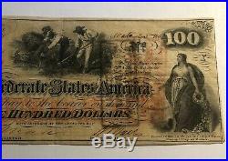 $100 1862 Richmond Va Confederate Banknote CIVIL War Bill Currency #469