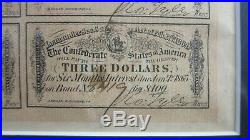 $100 Treasury Bond Sheet 6% Civil War Confederate States First Series 1864