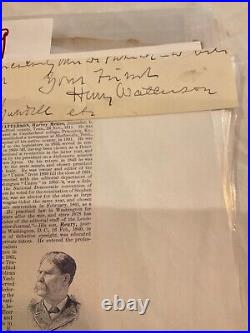 1019 CIVIL War Confederate Chief Of Scouts Henry Watterson Signature Staff Csa