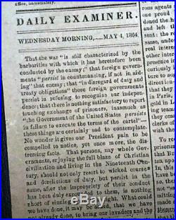 13th THIRTEENTH AMENDMENT Abolition of Slavery 1864 CONFEDERATE Civil War News