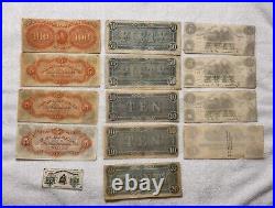 14 NOTES TOTAL CONFEDERATE Civil-War OBSOLETE CURRENCY Note $5 $10$20$50$100