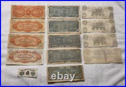 14 NOTES TOTAL CONFEDERATE Civil-War OBSOLETE CURRENCY Note $5 $10$20$50$100