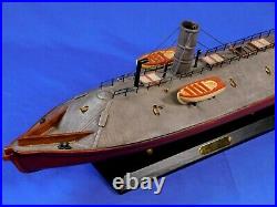 172-25mm American CIVIL War Confederate Css Virginia 1862 Battleship With Base