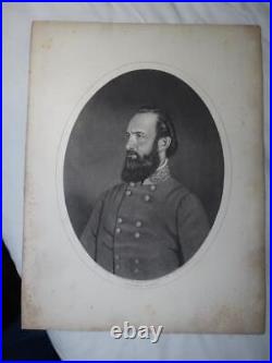 1860s-1870s CONFEDERATE GENERAL STONEWALL JACKSON A. B. WALTER ENGRAVING VG