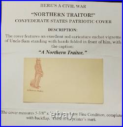 1860s CIVIL WAR UNCLE SAM NORTHERN TRAITOR CONFEDERATE CSA PATRIOTIC COVER VF