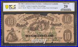 1861 $10 Bill Confederate States CIVIL War Counterfeit Note Ct-10/39d Pcgs 20