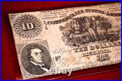 1861 $10 DOLLAR BILL, 1st Series T-30 Confederate Money CIVIL WAR, FRAME, Red SN