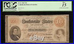 1861 $10 Dollar Bill Confederate States Currency CIVIL War Note Money T-24 Pcgs