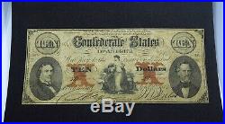 1861 $10 Dollar Bill Confederate States Currency CIVIL War Note Paper Money