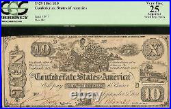 1861 $10 Dollar Confederate States CIVIL War Cotton Picking Note T-29 Pcgs 25