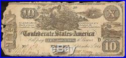 1861 $10 Dollar Confederate States Currency CIVIL War Cotton Picking Note T-29