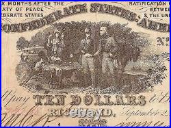 1861 $10 Dollar Confederate States Currency CIVIL War Note Money T-30 Pcgs 20