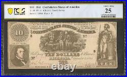1861 $10 Dollar Confederate States Currency CIVIL War Note Money T-30 Pcgs 25