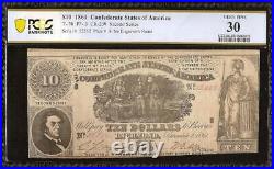 1861 $10 Dollar Confederate States Currency CIVIL War Note Money T-30 Pcgs 30