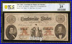 1861 $10 Dollar Confederate States Currency CIVIL War Note Paper Money T-26 Pcgs