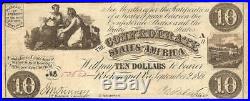 1861 $10 Dollar Confederate States Currency CIVIL War Note Paper Money T-28