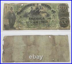 1861 $20 Civil War Confederate Note Bill, Fine, Cut Cancelled, T-17, #6487, RARE