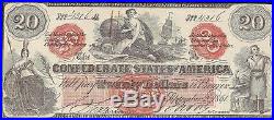 1861 $20 Confederate States CIVIL War Era Contemporary Counterfeit Note Ct-19