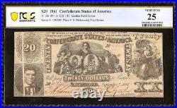 1861 $20 Confederate States Currency CIVIL War Note Money Error T20 Pcgs