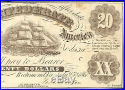 1861 $20 Confederate States Of America Currency CIVIL War Note Paper Money T-9