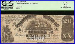 1861 $20 Dollar Confederate States Currency CIVIL War Note Paper Money T-18 Pcgs