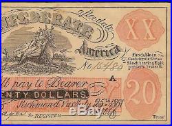 1861 $20 Female Riding Deer Smokin Indian Confederate State Bogus CIVIL War Note
