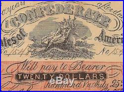 1861 $20 Female Riding Deer Smokin Indian Confederate State Bogus CIVIL War Note