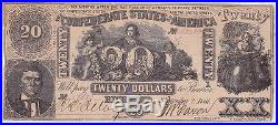 1861 $20 Twenty Dollar Bill Confederate States America Civil War Currency Note