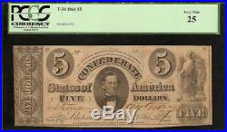 1861 $5 Dollar Bill Confederate States Currency CIVIL War Note Money T-34 Pcgs