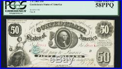 1861 $50 T8 Pcgs 58 Ppq Choice About New Confederate Currency CIVIL War Note