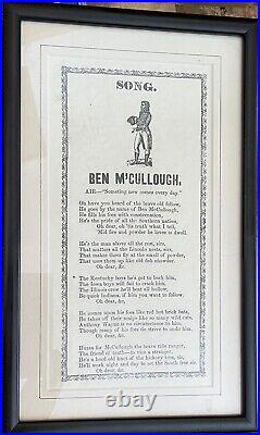 1861 CIVIL WAR CONFEDERATE BROADSIDE BEN McCULLOCH TEXAS RANGER LINCOLN SCALPING