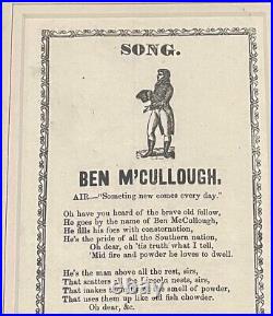 1861 CIVIL WAR CONFEDERATE BROADSIDE BEN McCULLOCH TEXAS RANGER LINCOLN SCALPING