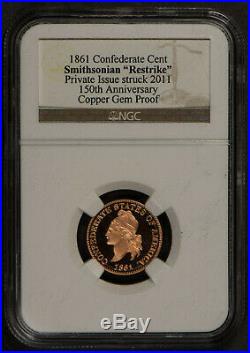 1861 CONFEDERATE CENT 4-Coin SMITHSONIAN 150th CIVIL WAR Set PLATINUM! #J991