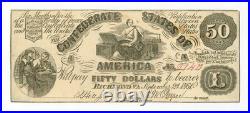 1861 CT-14 $50 The Confederate States of America (CTFT.) Note CIVIL WAR Era