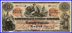 1861 CT-19 $20 The Confederate States of America (CTFT.) Note CIVIL WAR Era