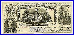1861 CT-20 $20 The Confederate States of America (CTFT.) Note CIVIL WAR Era AU