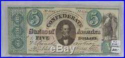 1861 CT-33 $5 Confederate Minerva Civil War Counterfeit Bank Note PC-233