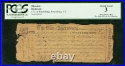 1861 PETERSBURG VA Confederate States Civil War, 25c City Obsolete Banknote PCGS
