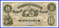 1861 T-10 $10 The Confederate States of America Note CIVIL WAR Era